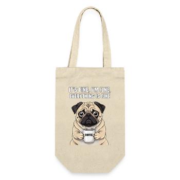 Its Fine Im Fine Kaffee Mops - Geschenkbeutel für Flaschen - Natur - Vorne