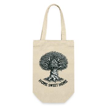 Baumhaus Holzschnitt Waldbild - Geschenkbeutel für Flaschen - Natur - Vorne