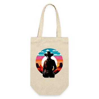 Wüsten-Cowboy Sonnenuntergang Silhouette - Geschenkbeutel für Flaschen - Natur - Vorne