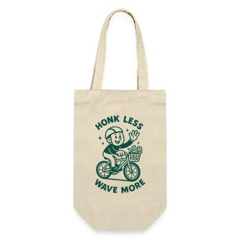 Honk less horn, wave more | Bicycle - Gift Bag for Bottles - nature - Front
