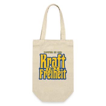 Kraft ist Freiheit - Power in Dir - Retro Design - Geschenkbeutel für Flaschen - Natur - Vorne