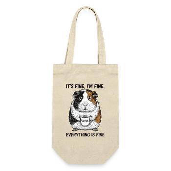Its Fine Im Fine Kaffee Meerschweinchen - Geschenkbeutel für Flaschen - Natur - Vorne