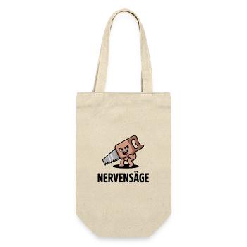 Nervensäge Lustige Cartoon Säge Figur - Geschenkbeutel für Flaschen - Natur - Vorne