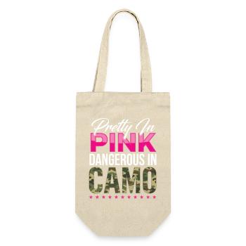 Pretty In Pink In Camo - Geschenkbeutel für Flaschen - Natur - Vorne
