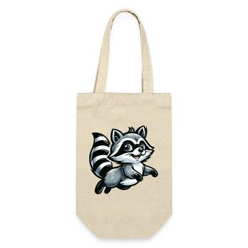 Niedlicher Waschbär Cartoon - Geschenkbeutel für Flaschen - Natur - Vorne