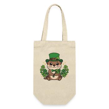 St. Patricks Day Otter-Tier-Leprechaun-Hut - Geschenkbeutel für Flaschen - Natur - Vorne