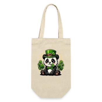  St Patricks Day Panda Bear Leprechaun Hat - Gift Bag for Bottles - nature - Front