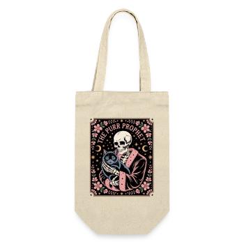The Purr Prophet Skelett Mit Schwarzer Katze - Geschenkbeutel für Flaschen - Natur - Vorne