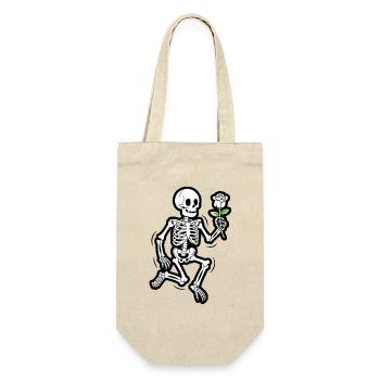 Squelette dansant avec Rose Halloween drôle - Sac à bouteille - nature - Devant