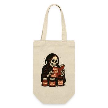 Squelette lit un livre sur la longue vie et la santé - Sac à bouteille - nature - Devant