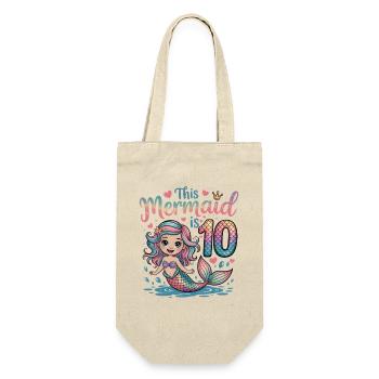 Mermaid 10th Birthday 10 Years - Gift Bag for Bottles - nature - Front