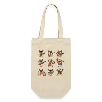 Pug Band Guitar Cartoon Musician Dogs - Gift Bag for Bottles - nature - Front