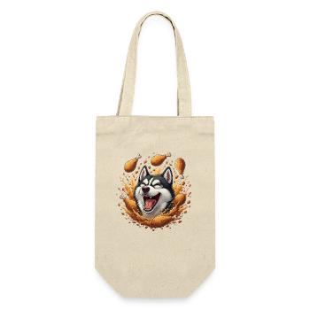 Laughing husky with fried chicken - Gift Bag for Bottles - nature - Front