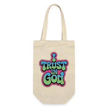 I Trust In God - Glaube Design - Geschenkbeutel für Flaschen - Natur - Vorne