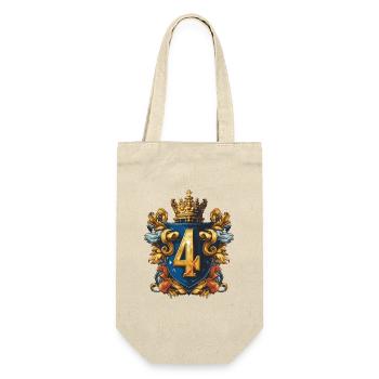 4 Zahl Wappen - Geschenkbeutel für Flaschen - Natur - Vorne