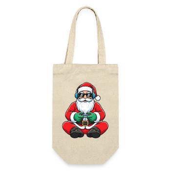 Gamer Santa Claus Playing Video Game Controller - Gift Bag for Bottles - nature - Front