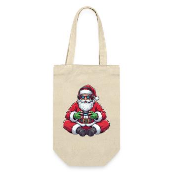Gamer Santa Claus Playing Video Game Controller - Gift Bag for Bottles - nature - Front