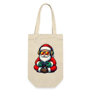 Gamer Santa Claus Playing Video Game Controller - Gift Bag for Bottles - nature - Front