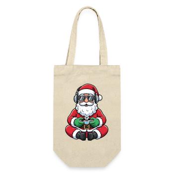 Gamer Santa Claus Playing Video Game Controller - Gift Bag for Bottles - nature - Front