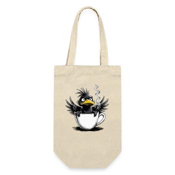 Morgenmuffel Kaffee Kein Bock Rabe Schlechte Laune - Geschenkbeutel für Flaschen - Natur - Vorne