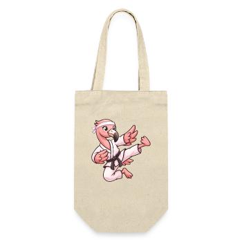 Dessin animé flamant rose mignon sport de combat en karaté - Sac à bouteille - nature - Devant