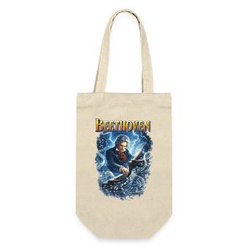 Beethoven Kraft: Elektrisierendes Klavier - Geschenkbeutel für Flaschen - Natur - Vorne