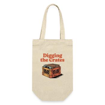 Record Box Motif in Retro Style - Gift Bag for Bottles - nature - Front