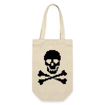 Pixel Skull Crossbones T-Shirt - Gift Bag for Bottles - nature - Front