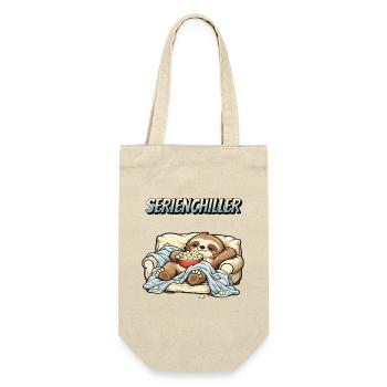Faultier Serienchiller Spruch Faulenzer  - Geschenkbeutel für Flaschen - Natur - Vorne