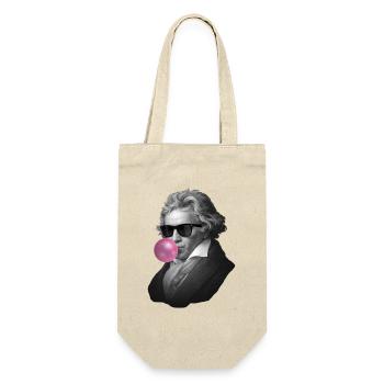Genie mit Bubblegum und Sonnenbrille - Geschenkbeutel für Flaschen - Natur - Vorne