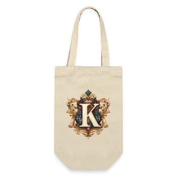 K Buchstabe Name Krone - Geschenkbeutel für Flaschen - Natur - Vorne