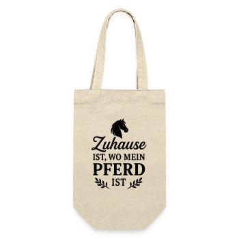 Zuhause ist wo mein Pferd ist  - Geschenkbeutel für Flaschen - Natur - Vorne