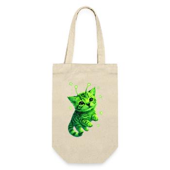 Alien Cat - Geschenkbeutel für Flaschen - Natur - Vorne