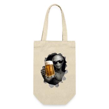 Alien Drinking Beer Looking Out Of Shirt - Gift Bag for Bottles - nature - Front