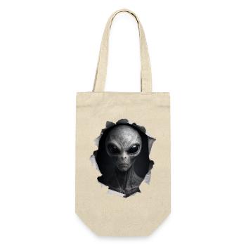Alien Looking Out Of Shirt - Geschenkbeutel für Flaschen - Natur - Vorne