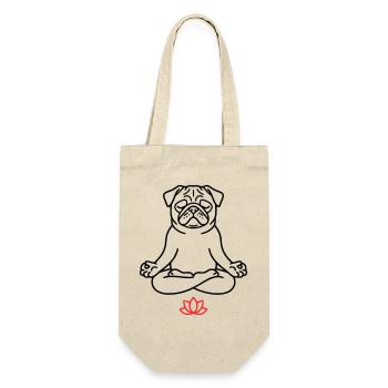 Mops Hund Zen Ausmalbild - Geschenkbeutel für Flaschen - Natur - Vorne