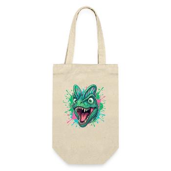 Green Dino Head with Neon Splash - Gift Bag for Bottles - nature - Front