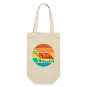 Graphisme rétro de l’océan coucher de soleil de la tortue de mer mignonne - Sac à bouteille - nature - Devant