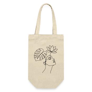 Minimalist Woman Line Art |Floral Botanical Design - Geschenkbeutel für Flaschen - Natur - Vorne