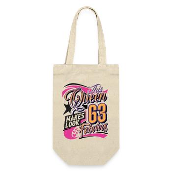 63. Geburtstag Queen - Geschenkbeutel für Flaschen - Natur - Vorne