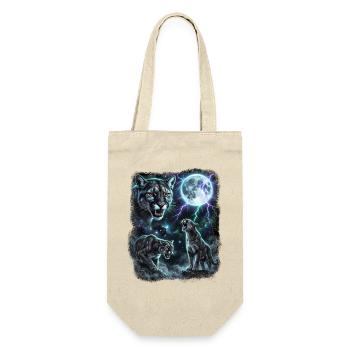 Vintage Wildkatze Mond Blitz Retro Wildlife Tiere - Geschenkbeutel für Flaschen - Natur - Vorne