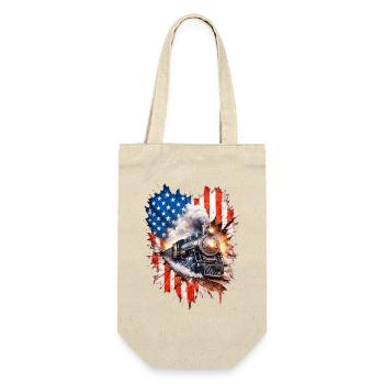 Dampfzug Patriotismus mit US Flagge - Geschenkbeutel für Flaschen - Natur - Vorne