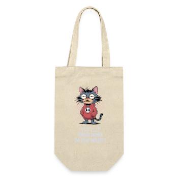I Got Up Katze – Lustiger Katzen Spruch - Geschenkbeutel für Flaschen - Natur - Vorne