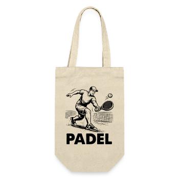 Padel Player Smash Silhouette Sport Outfit - Geschenkbeutel für Flaschen - Natur - Vorne