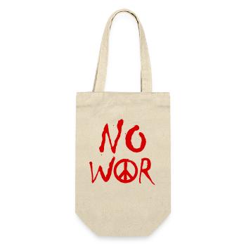 NO WAR – Statement für den Frieden gegen den Krieg - Geschenkbeutel für Flaschen - Natur - Vorne