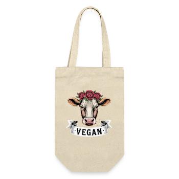 VEGAN Cow with Flower Wreath Animal Love Animal Welfare - Gift Bag for Bottles - nature - Front