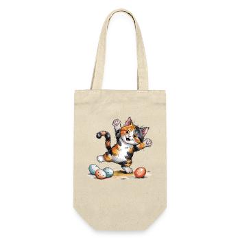 Cats Easter T-Shirt – Cat with Easter Eggs - Gift Bag for Bottles - nature - Front