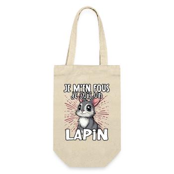 Je m'en fous je suis un lapin - süßer Hase - Geschenkbeutel für Flaschen - Natur - Vorne