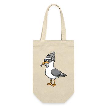 Mouette mouette de la lune avec casquette et poisson dans la bouche - Sac à bouteille - nature - Devant
