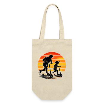 Dad Son Scooter Ride Father's Day Retro Best Seller - Gift Bag for Bottles - nature - Front